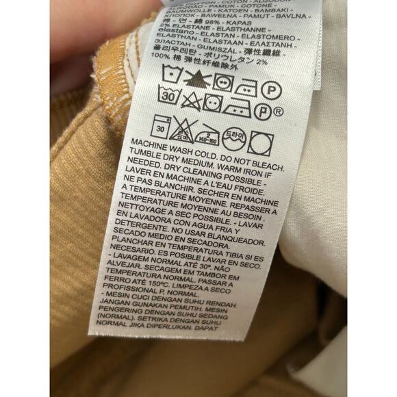 Levi's Ribcage Bootcut Pants Women Size 26 Beige Corduroy Flat Front Regular Fit - Picture 8 of 9